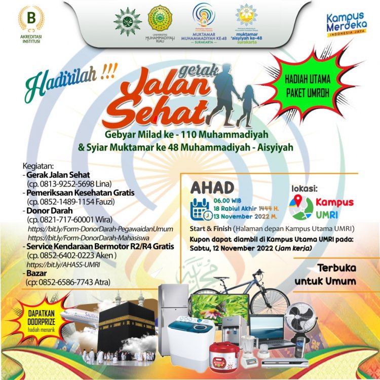Berhadiah Umrah, UMRI Gelar Gerak Jalan Sehat Hari Minggu Ini